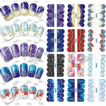 

12 Styles/Lots Xmas Nail Art Water Transfer Nail Stickers Decal Full Cover Tips Christmas Starlight Snowflake Reindeer