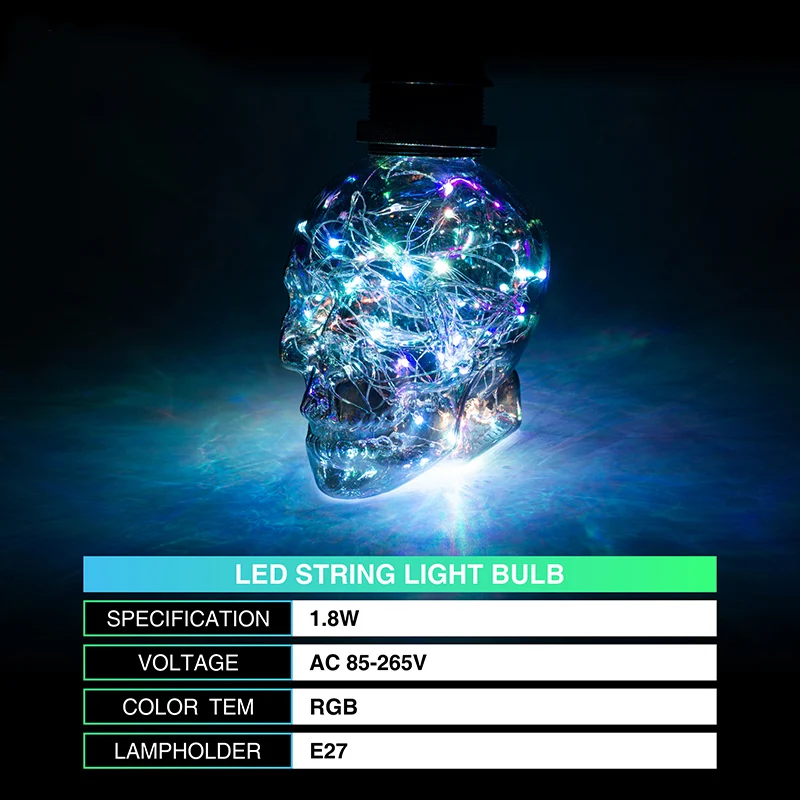 Led RGB Гирлянда череп Медный провод лампы 110 V 220 E27 1 8 W украшения для Хэллоуина и
