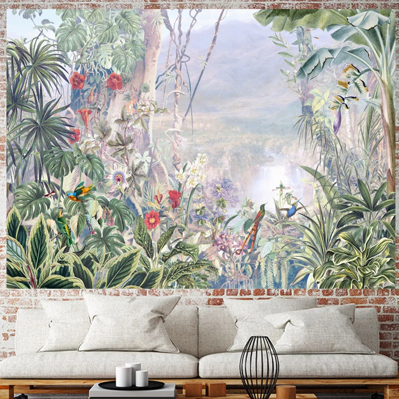 

Nordic style wall hanging tropical rainforest tapestry Forest Wall Tapestry Hanging Home Decoration