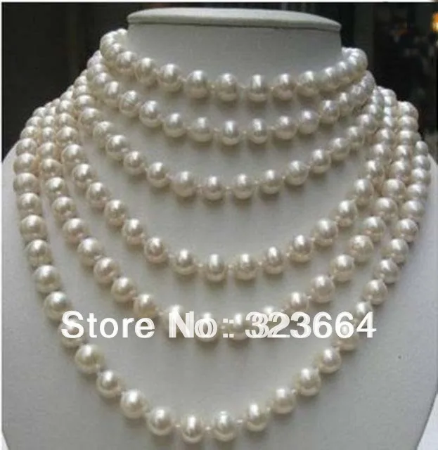 

Hot!!! 8-9mm BEAUTIFUL! 100 INCH WHITE AKOYA PEARL NECKLACE AAA
