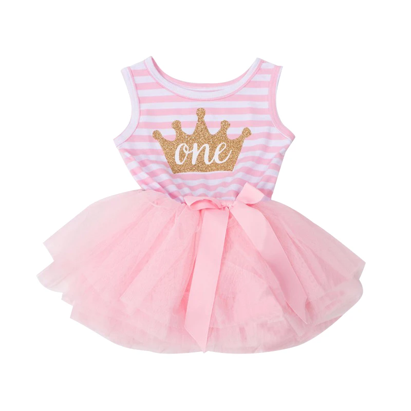 Casual Pageant Wedding Christening Newborn Dress Crown Pattern First