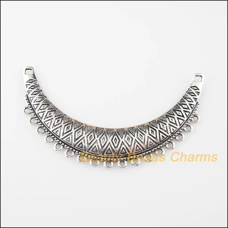 

New 1Pc Tibetan Silver Tone Tube Wave Charms Pendants Connectors 49x86mm
