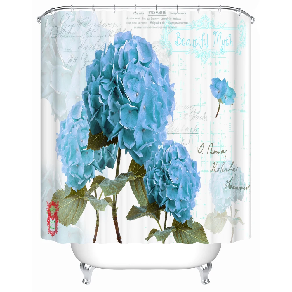 Vintage French Flower Shower Curtain for the Bathroom 3d Print for