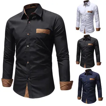 

Men Casual Formal Shirts Business Dress Shirt Wedding Long Sleeve Slim Fit Pocket Top