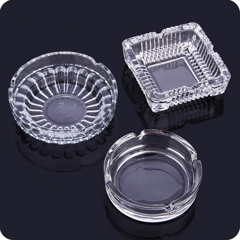 Classic Crystal Glass Ashtray Decorative Glass Body in 3 Styles