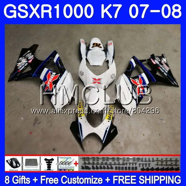 

Body For SUZUKI GSXR-1000 K7 GSX-R1000 GSXR 1000 07 08 35HM.28 GSXR1000 07 08 Bodywork GSX R1000 Blue white 2007 2008 Fairing