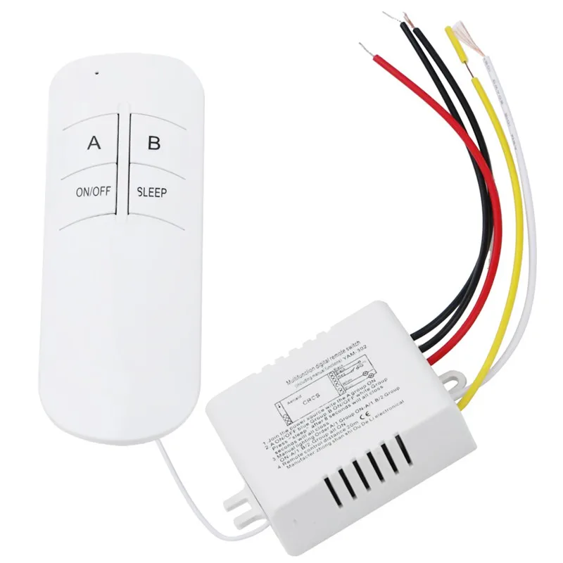 

2 Port ON/OFF 220V Lamp Light Digital Wireless Wall Remote Control Switch Receiver Transmitter