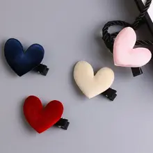 2 шт. Корея Мода Прекрасный бархат шпилька в форме сердца заколки для волос Зажимы для челки для женщин обувь для девочек аксессуары для волос