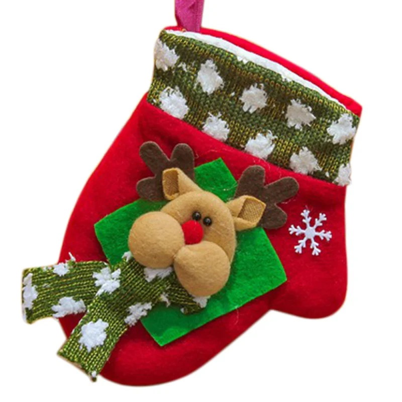 1 шт рождественские подарочные пакеты животные шаблон Санта Клаус конфеты сумки для рождества H1 - Цвет: glove bag elk