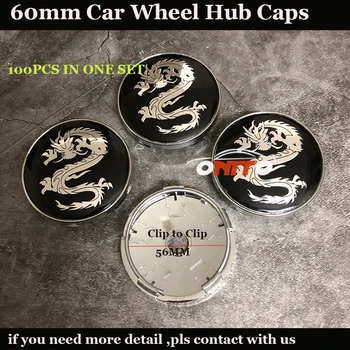

Wholesale 100pcs 60mm 2.36inch Chrome label Car Caps For Dragon logo Car Tire Rims Wheel Hub Center Covers Auto Emblem badge