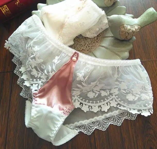 

2019 New Arrival Plus Size M L XL 3XL Princess Lovely Cute Lolita Kawaii Sexy Embroidery Satin Lace Panties Underwear brief