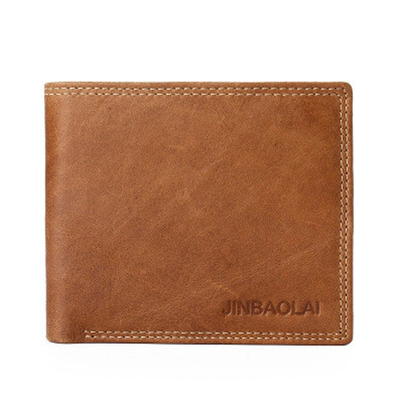 Cartera de cuero de vaca de marca Original para hombre, Cartera de moda doble diseño de sutura, billeteras plegables para hombres, billetera de cuero de alta - AliExpress