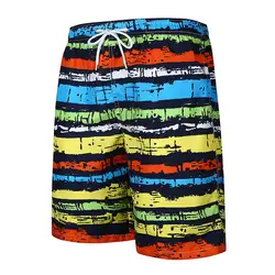 Новые мужские летние пляжные шорты тонкие дышащие быстросохнущие радужные Цветные Короткие штаны с принтом VK-ING