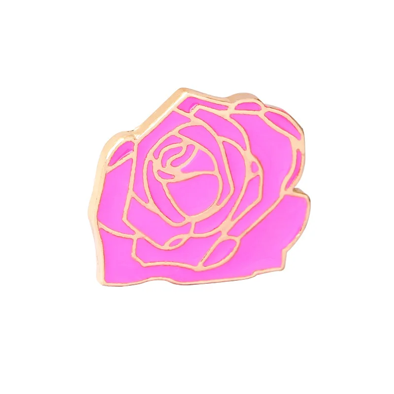 Flower Enamel Pins Vintage Red Black Rose Heart Brooches Denim Clothes Lapel Pin Hat Backpack Badge Girl Women Accessories - Окраска металла: Pink Rose