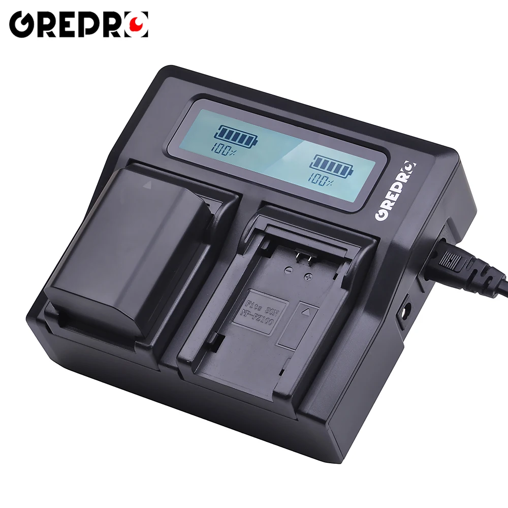 

GREPRO NP-FZ100 FZ100 Rapid Digital LCD Dual Charger for Camera SONY NPFZ100 Battery BC-QZ1 ILCE-9 A7 R III A7RIII a7r3 A9 A7RM3
