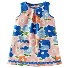 2-7T Детские платья для девочек; летние платья принцессы из джерси с цветочным принтом; хлопковая одежда для малышей; Детские платья для девочек; повседневное популярное платье