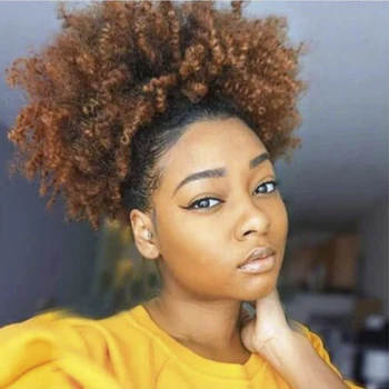 Synthetic Curly Hair Ponytail African American Short Afro Kinky Curly Wrap Synthetic Drawstring Puff Pony tail Hair Extensions 1
