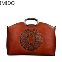 IMIDO брендовая дизайнерская Роскошная Новая Кожаная женская сумка из воловьей кожи в стиле ретро, на одно плечо, косая сумка через плечо, модная