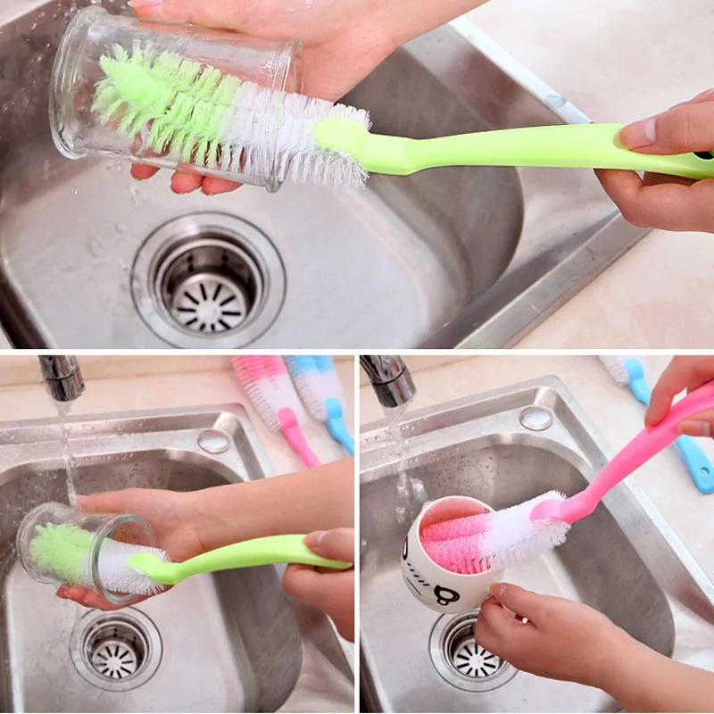 

Bottle Brush Cup Unisex Baby Green Brush Bottle Casual Handle Cleaning Long Pink Multifunctional