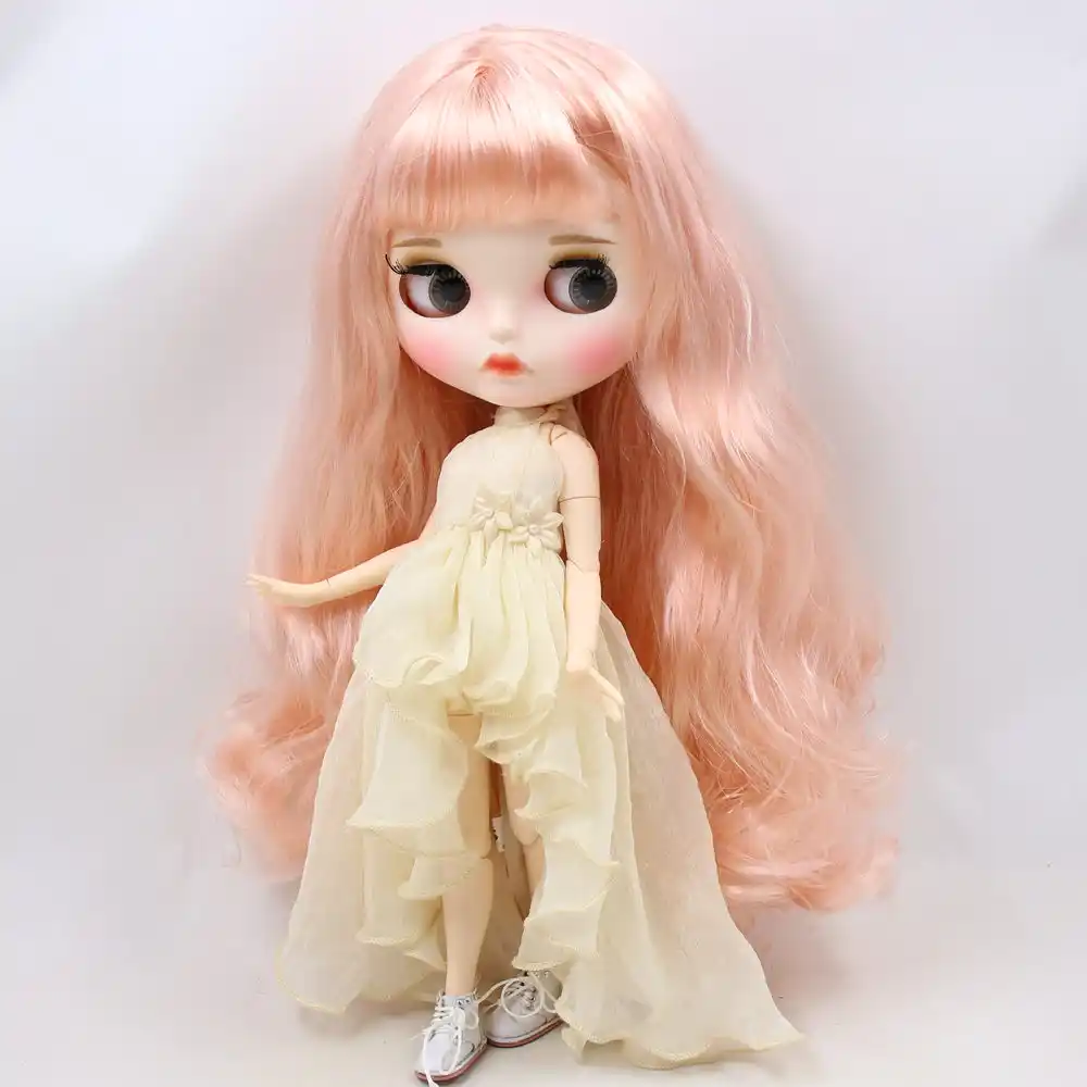 Кукла ICY DBS Blyth No.BL3139/1010 цвета шампанского розовые волосы резные губы матовые по