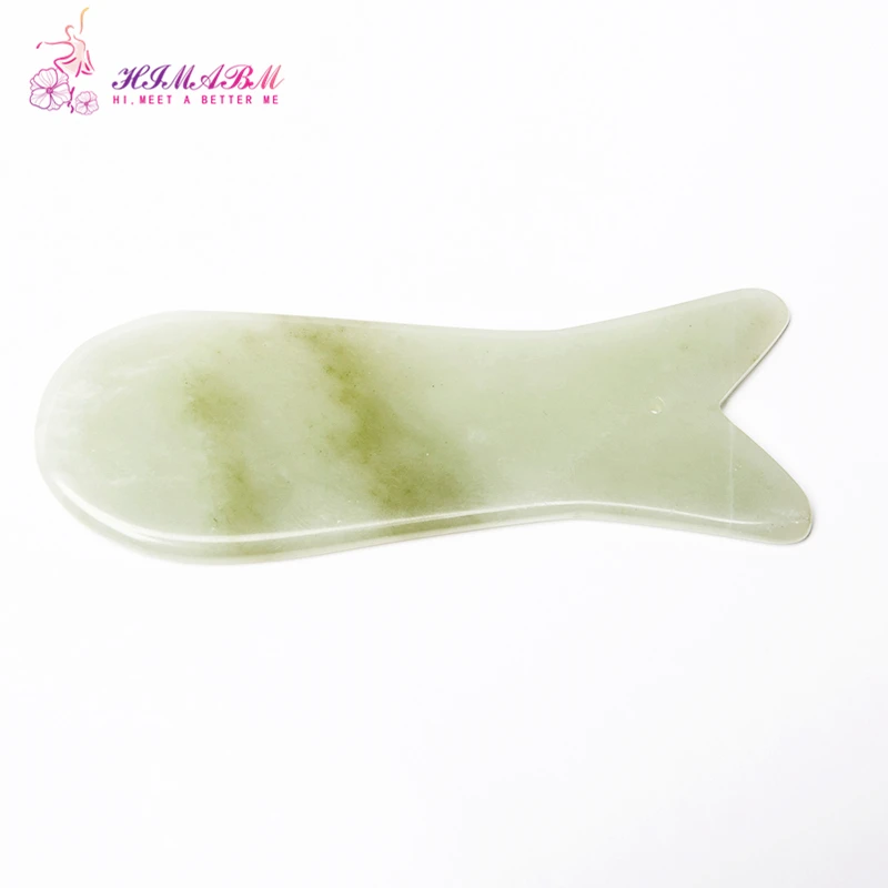 Natural light green jade small size fish shape guasha board massage tool facial treatment scraping tool for body health care Natural light green jade small size fish shape guasha board massage tool facial treatment scraping tool for body health care
