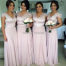 Cheap New Cap sleeves Bridesmaid Dresses A-Line Formal Prom Party Gown 2016 Special Wedding Dresses Maid Of Honor Gowns XA024