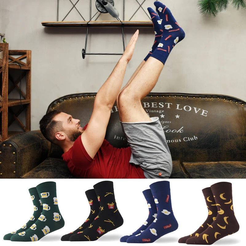 

hip hop calcetines meia men socks winter cotton high quality skateboard beer long happy funny street style mens fashion cool