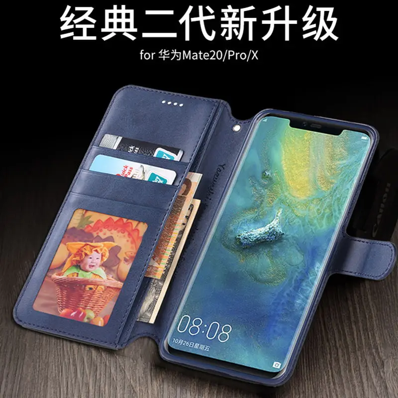 Чехол бумажник для huawei mate 20 кожаный чехол Премиум Pro дизайн книги с подставкой