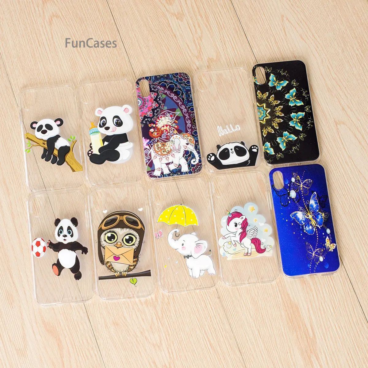 Panda Telepon Kasus Hoesje sFor iPhone X Lembut Silicone Telepon kasus Carcasa Csse Mengkilap Kasus Telepon Untuk iPhone X Handphone Protector