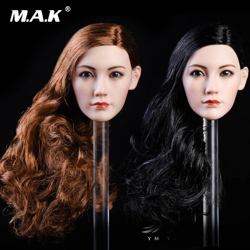 【FREE SHIPPING】1/6 Asian Female LONG BLACK Hair Head Sculpt for SUNTAN PHICEN 