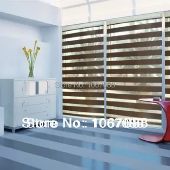 

100% Polyester Brown Translucent Zebra Blinds Import Material Window Curtains for Living Room 31in * 48in 7 Colors