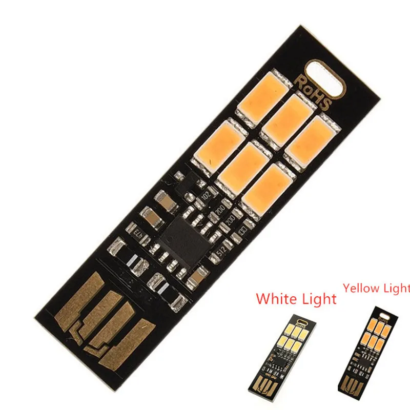 1 шт. портативный мини USB мощность 6 светодиодный светильник 1 Вт 5 В сенсорный диммер Теплый/чистый белый светильник для power Bank компьютера ноутбука