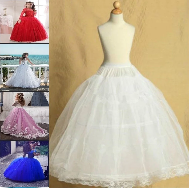 

Lolita Style Skirt Kids 2 Hoop Pettiskirt For Wedding Flower Girl Petticoat Underskirt Slips Adjustable For Child 2-14 Years Old
