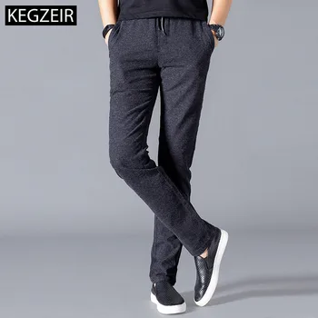 

KEGZEIR Brand Spring Winter Mens Fashion Pants Stretch Casual Men Trousers Khaki Black skinny Pants Men Pantalones Hombres