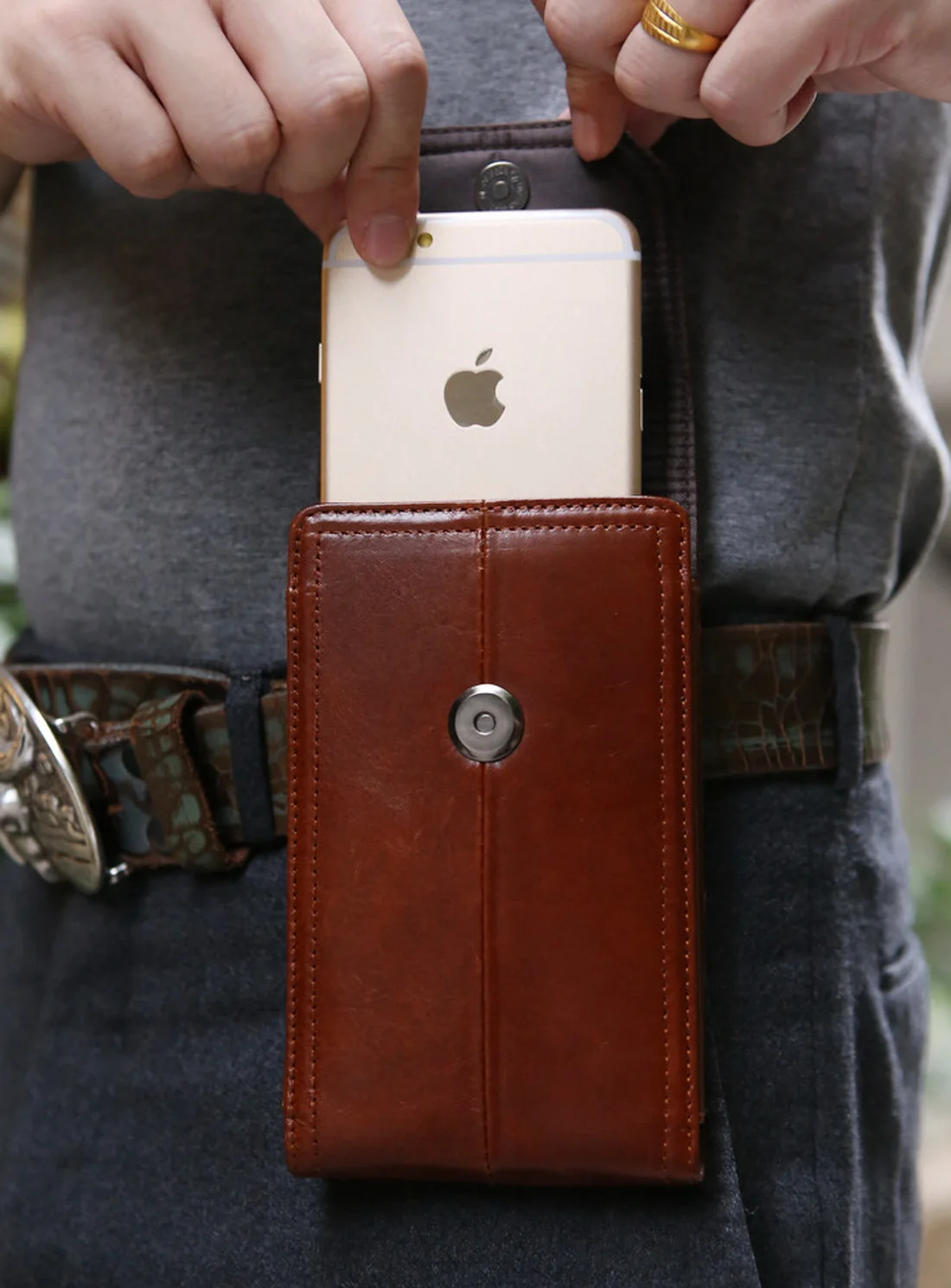 Винтажная мужская сумка на пояс из натуральной воловьей кожи, кошелек для сотового/мобильного телефона, чехол для телефона, набедренный пояс, сумка для денег