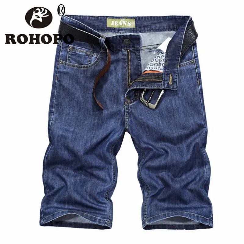 

Summer Denim Shorts 2019 Beach Style Denim Mid Waist Casual Straight Comfortable Denim Short Jeans Knee Length Brand Bottoms