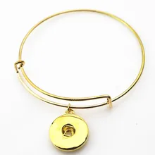 Wholesale 10pcs lot gold snap adjustable expandable bangle bracelets for 18mm snap buttons bracelet jewelry