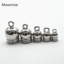Tampas de ponta do terminal do colar, 50 pçs/lote 4/5/6/8/10mm borlas tampa de couro para diy, fabricação de jóias, busca k173