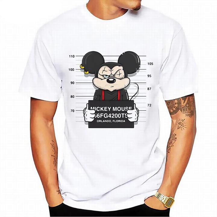 

mickey mouse t shirt men fashion tops Bad Donald Duck and Bad dog cartoon print tee shirt homme casual t-shirt Unisex streetwear
