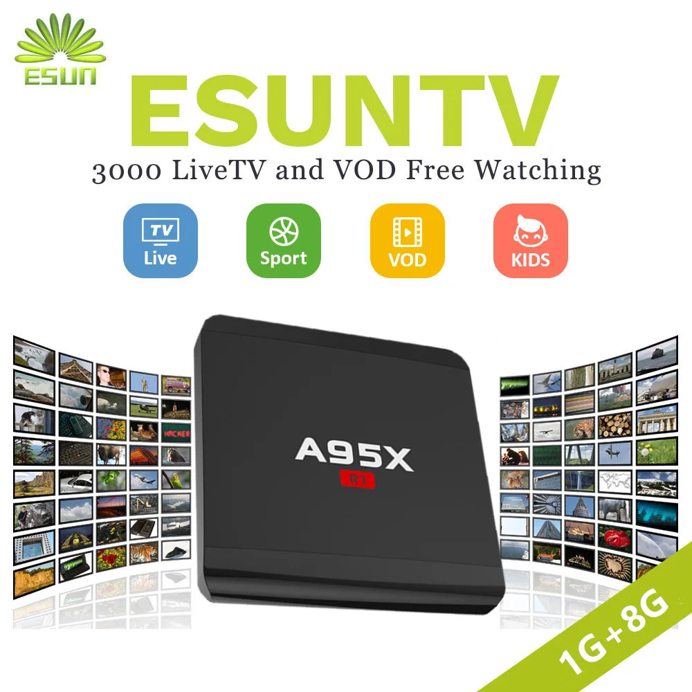 Super stable IPTV NEXBOX A95X R1 With 1 Year ESUNTV 4000 TV Android TV Box Set