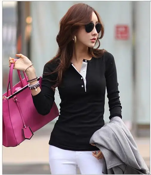 Женская блузка с длинным рукавом белая однотонная o образным вырезом большие