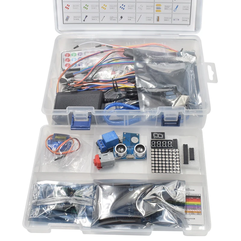 UNO Project самый полный стартовый комплект для Arduino R3 с блоком питания, шаговым двигателем, релейным модулем и учебным руководством