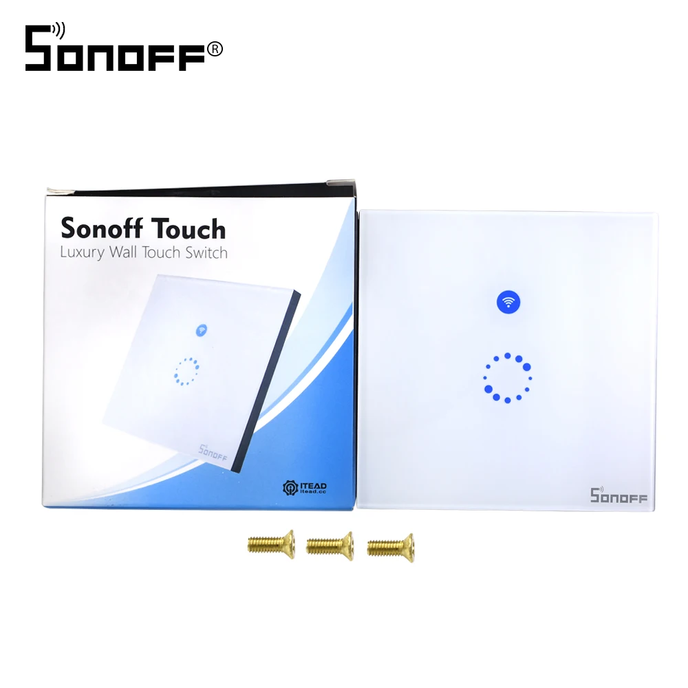 Itead Sonoff Touch Wifi Wall Switch Eu Plug 1gang 1way Glass Panel Led Light Wireless Controller