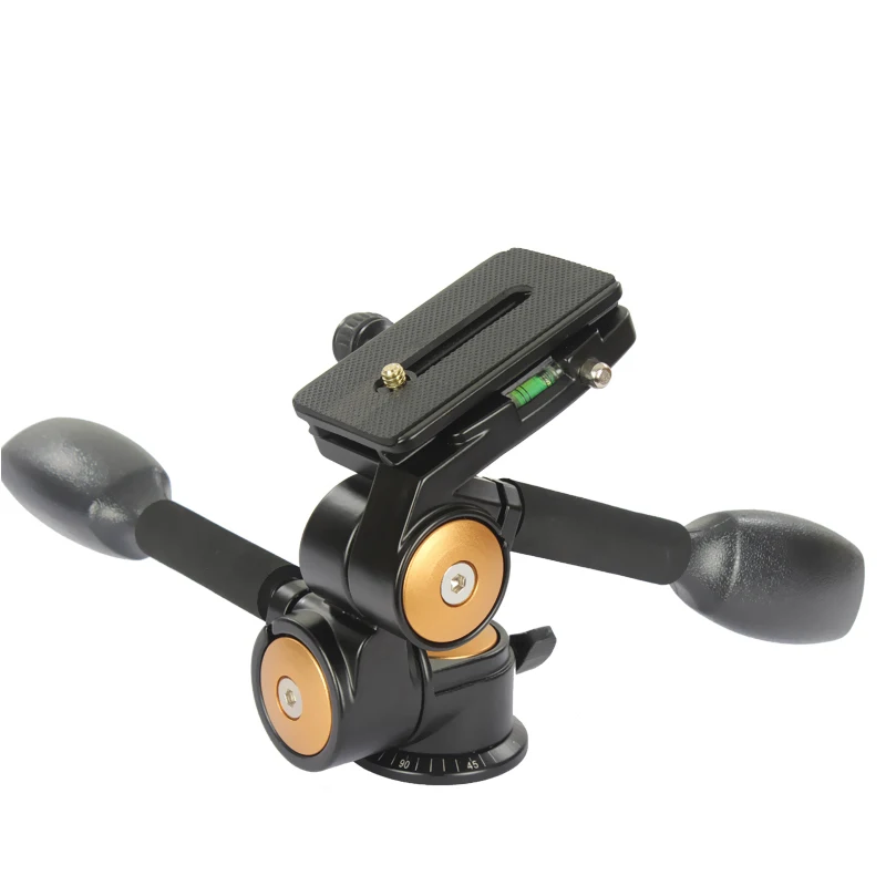 QZSD Q80 Aluminum Video Tripod ballhead 3-way Fluid Head Rocker Arm with Quick Release Plate for Camera Tripod Monopod