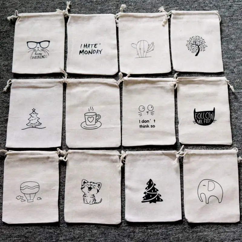 

5PCS 10x14CM Jewelry Handmade Cotton Linen Storage Package Bag Drawstring Bag Small Coin Purse Cloth Bag Christmas Gift pouch