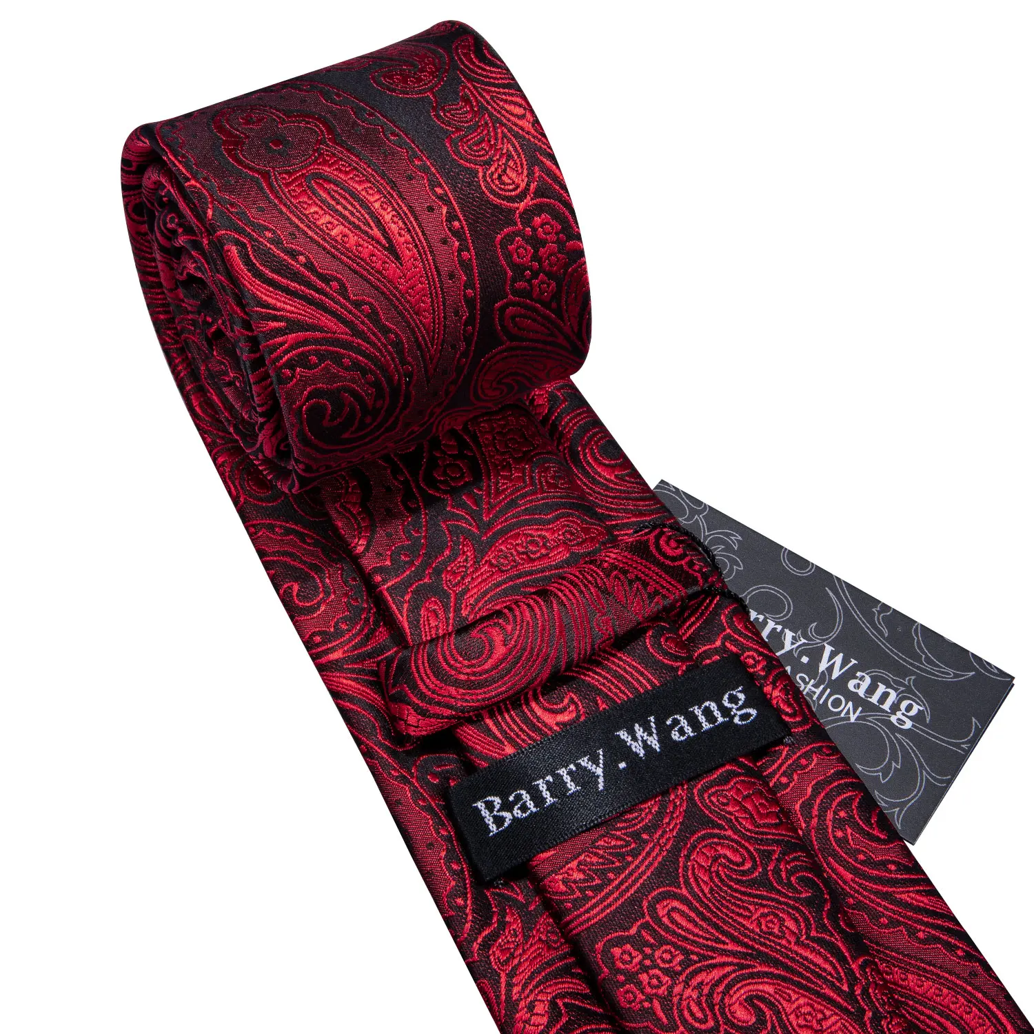 Мужской свадебный галстук, красный шелковый галстук с узором пейсли, набор носовой одежды Barry. Wang, 8,5 см, модные дизайнерские галстуки на шею для мужчин, вечерние галстуки, Прямая поставка, FA-5148