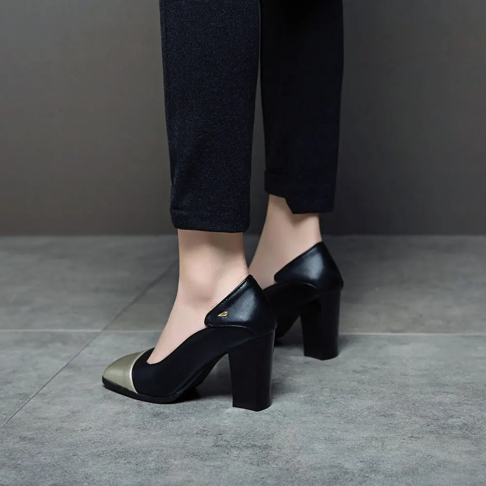 Sgesvier/весенне-осенние повседневные женские туфли-лодочки с круглым носком, на высоком квадратном каблуке, без шнуровки, на платформе, большие размеры 32-50, черные, белые, G174