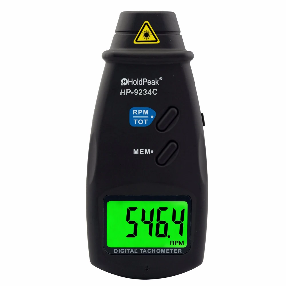 Tachometer Photo-Contact Type with Laser Rubber Protection Speed Measurement Automatic Measurement Range Selection 5-Digit LCD Display Battery Level Display 160g PeakTech 2795 Speedometer
