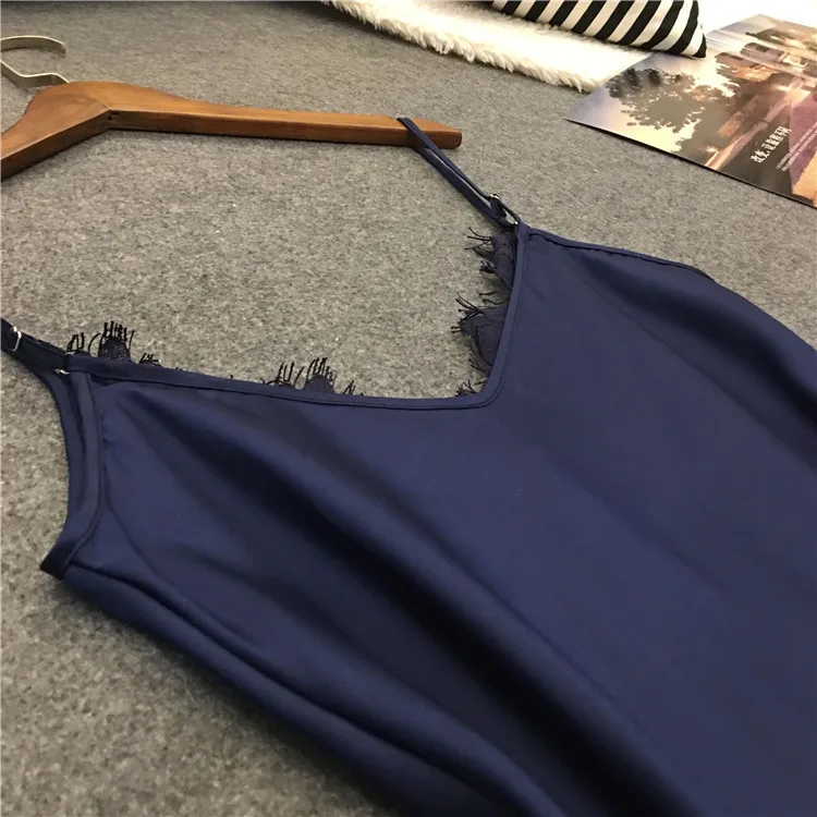 Сексуальный кружевной женский пижамный комплект на бретельках ночная рубашка+ набор длинных брюк повседневная женская пижама