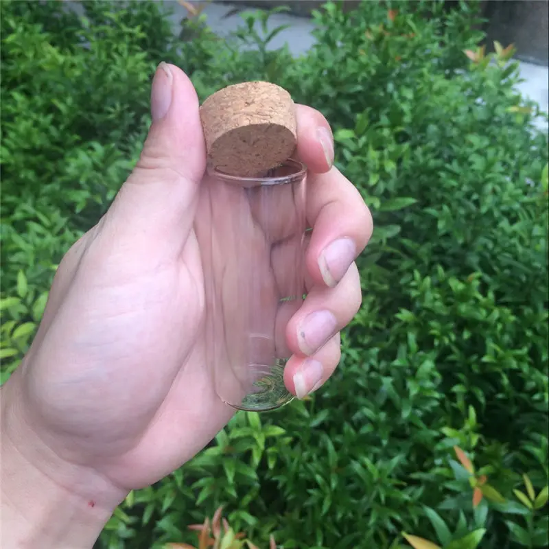 Transparent Glass Bottles Corks Cover Test Tube Jars for Sand Liquid Food Eco-Friendly Bottles 50pcs